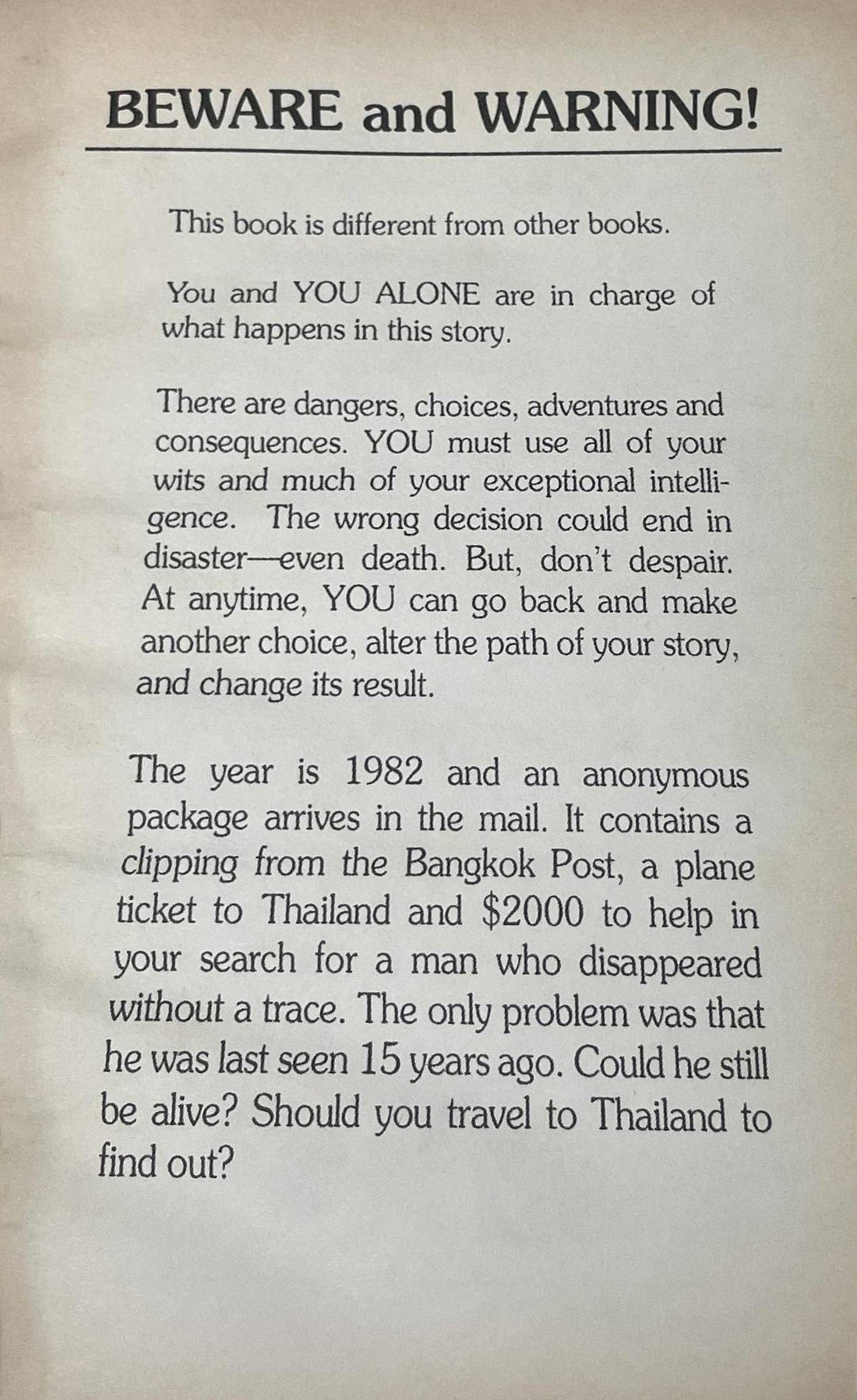 Choose Your Own Adevnture: The Case of the Silk King