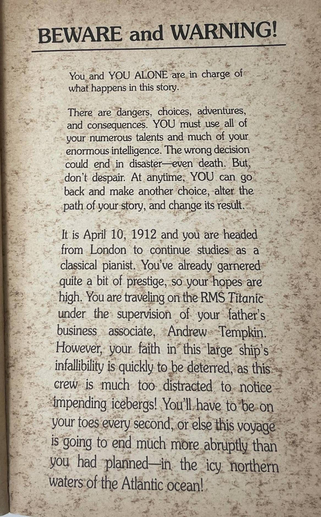 Choose Your Own Adventure: Terror on the Titanic
