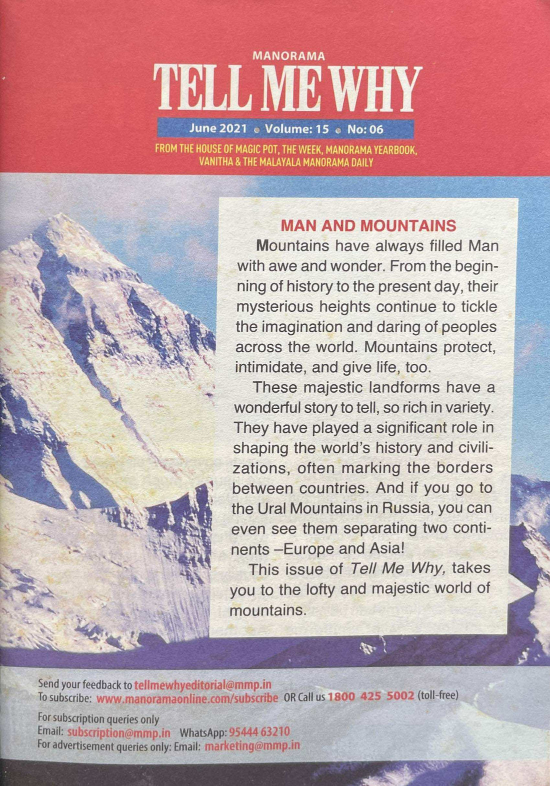 Manorama Tell Me Why: Mountains of the World
