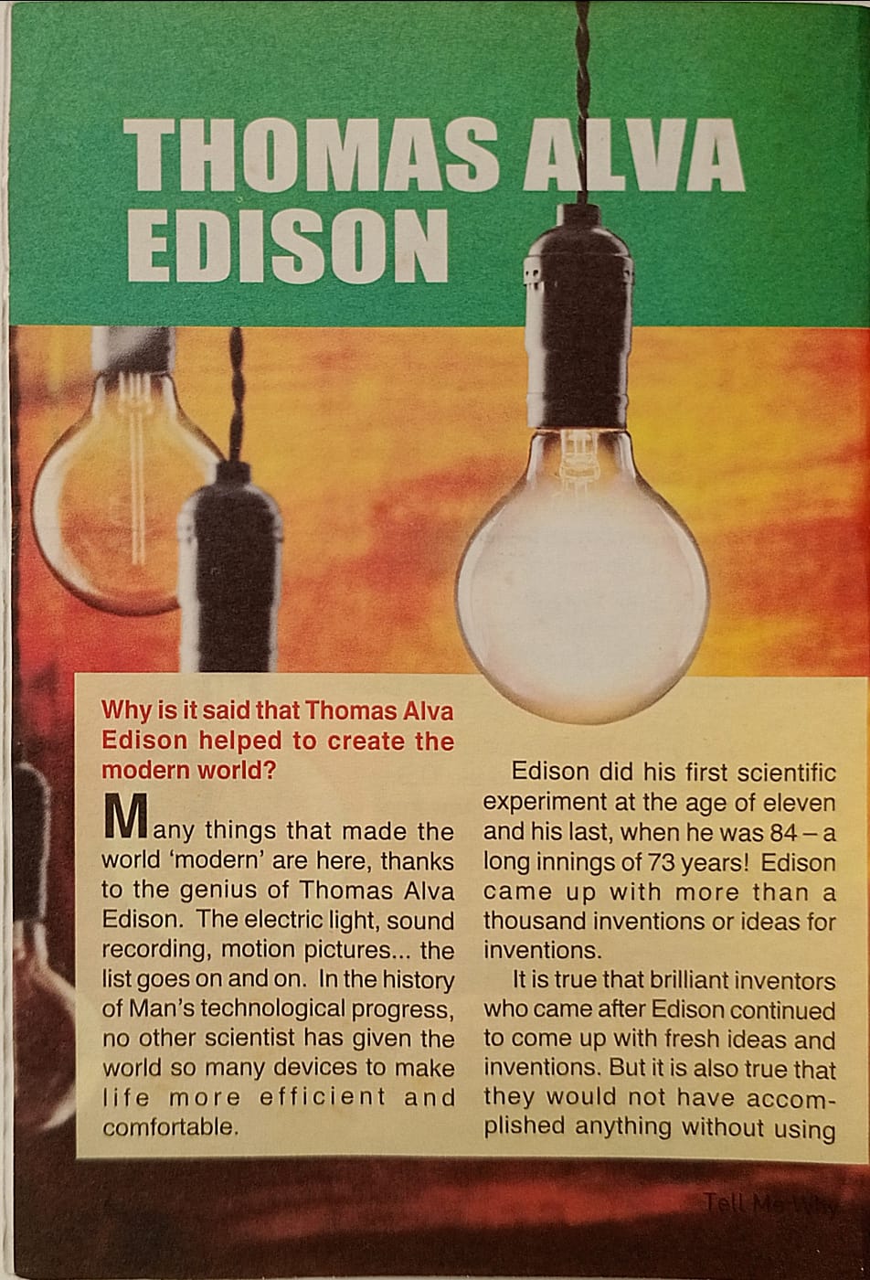 Manorama Tell Me Why: Thomas Alva Edison (The Greatest Inventor the World Has Ever Seen)