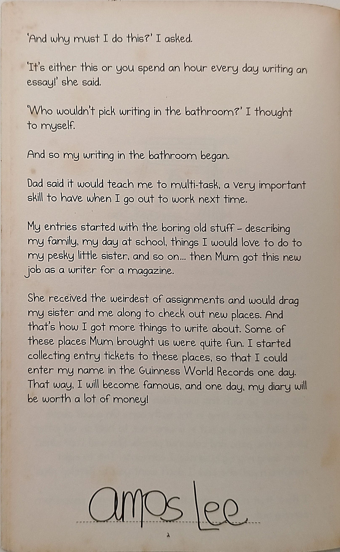 The Diary of Amos Lee #1 The Diary of Amos Lee I Sit, I Write, I Flush!