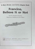 Arthur Chapter Books #14 Francine, Believe It or Not