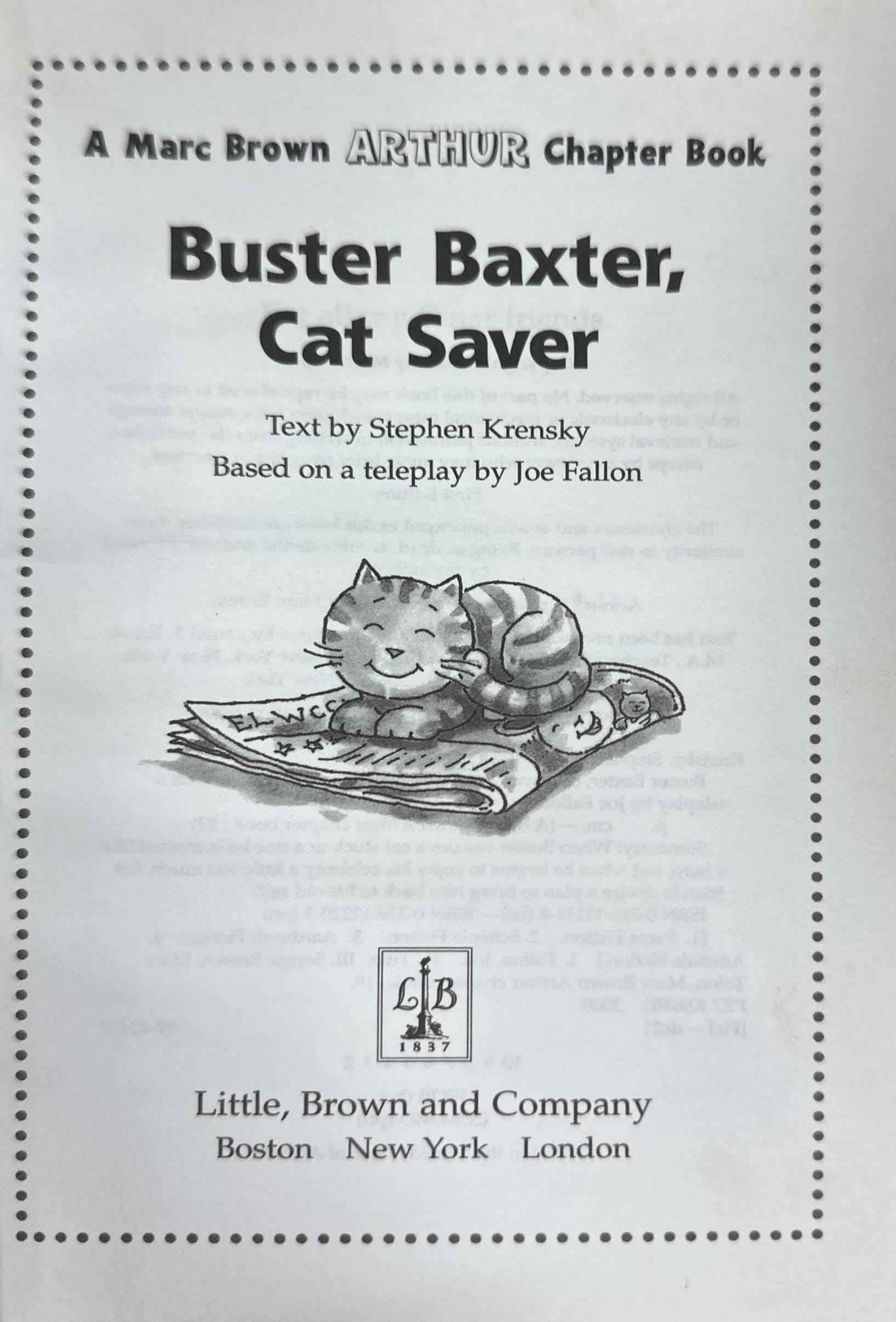 Arthur Chapter Books #19 Buster Baxter, Cat Saver