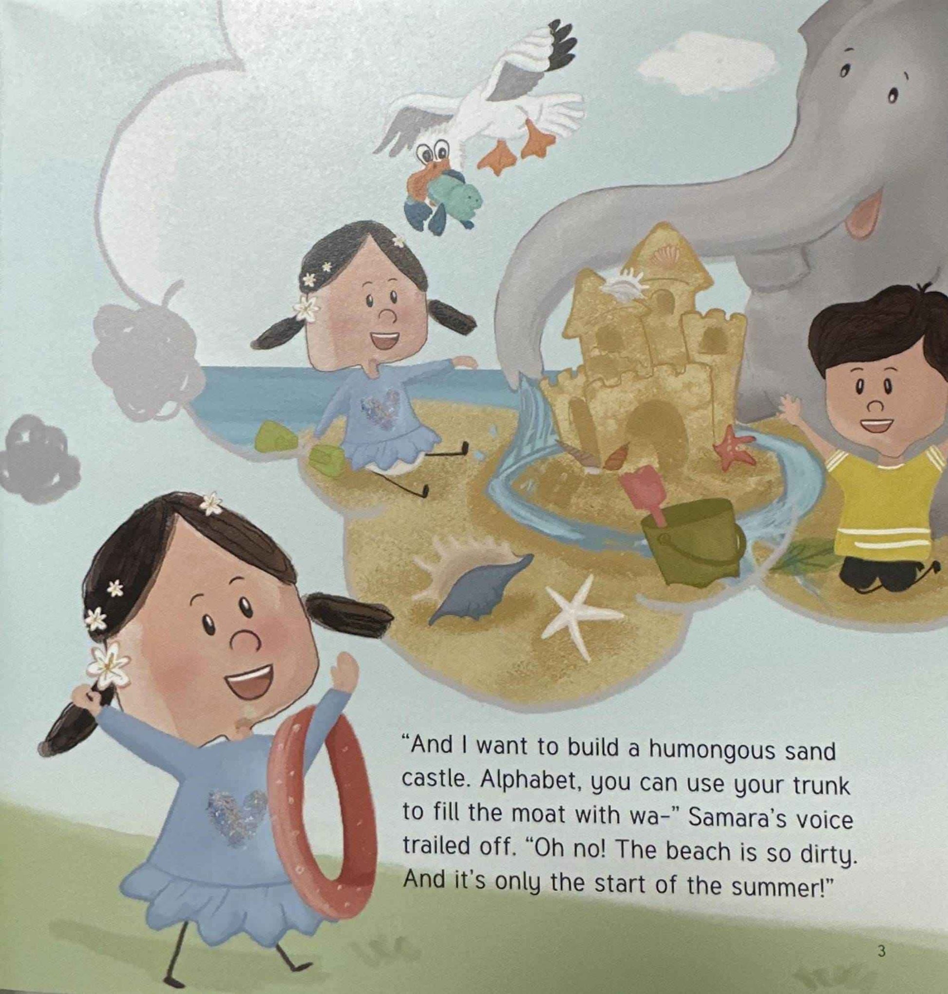 Adventures of Samara & Alphabet, the elephant: Cleaning the Beach (English)