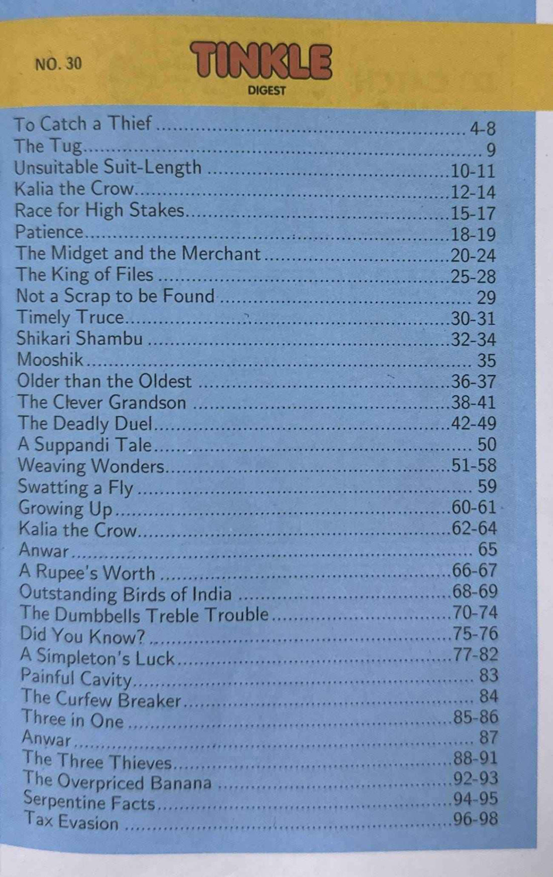 Amar Chitra Katha: Tinkle Digest No.30