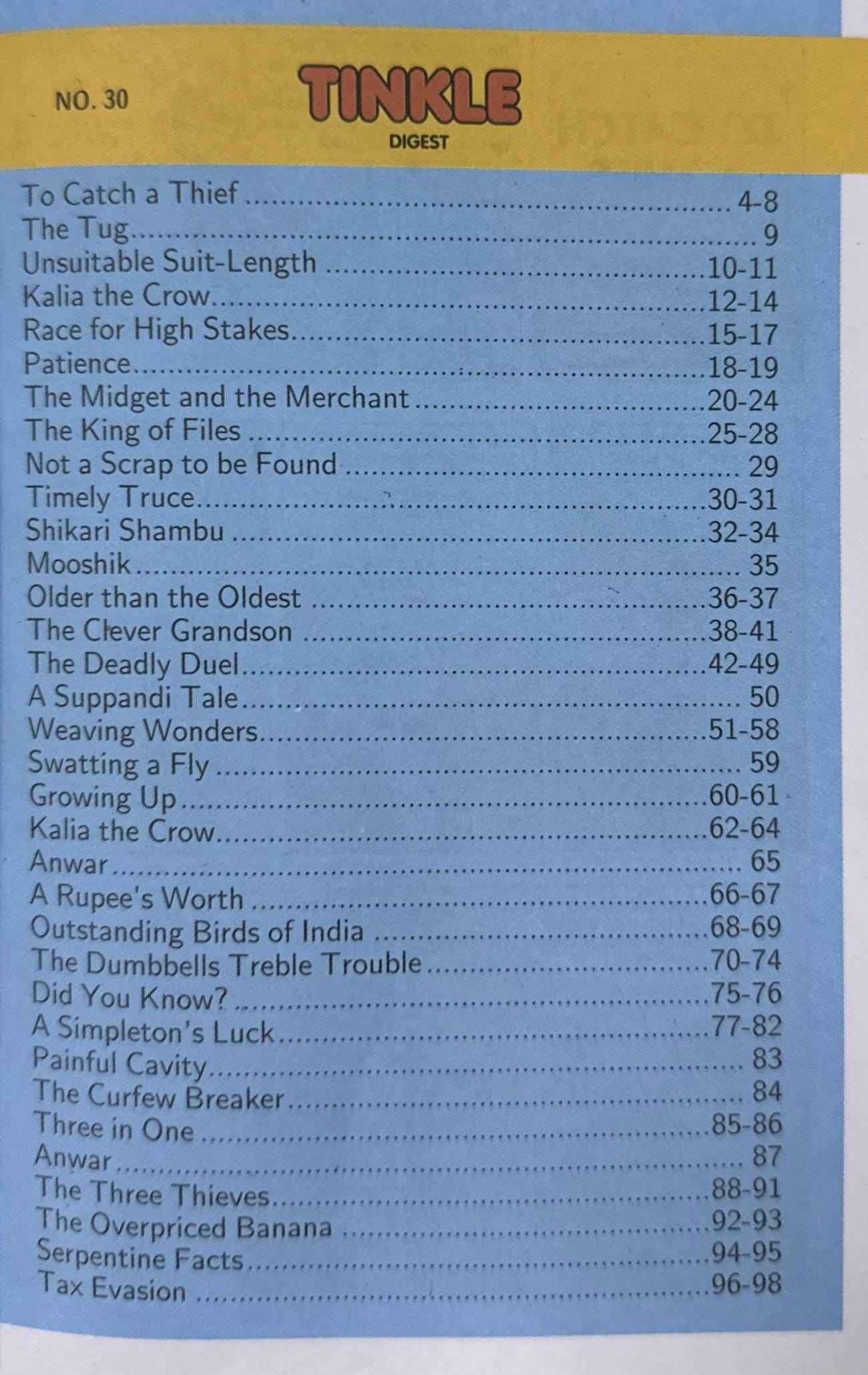 Amar Chitra Katha: Tinkle Digest No.30
