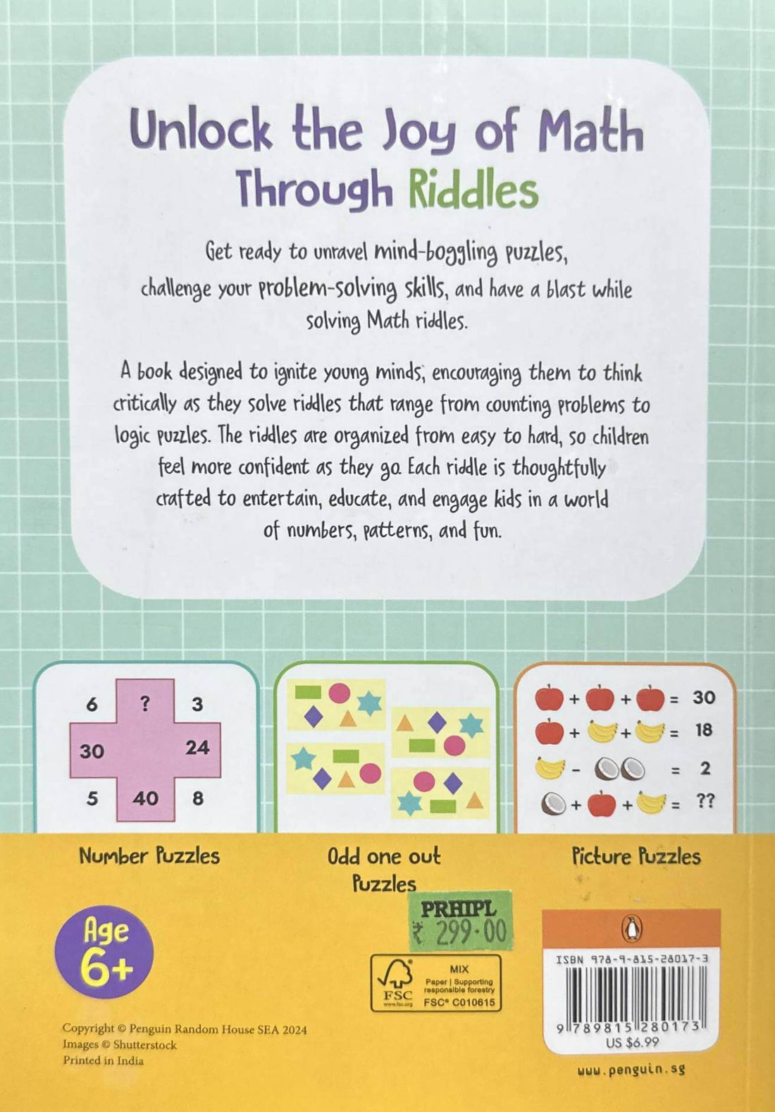 251 Brain Teasers: Math Riddles to Boost Your Thinking Skills Number Puzzles, Picture Puzzles, Logic Puzzles and more | Ages 6+ [Penguin Series]