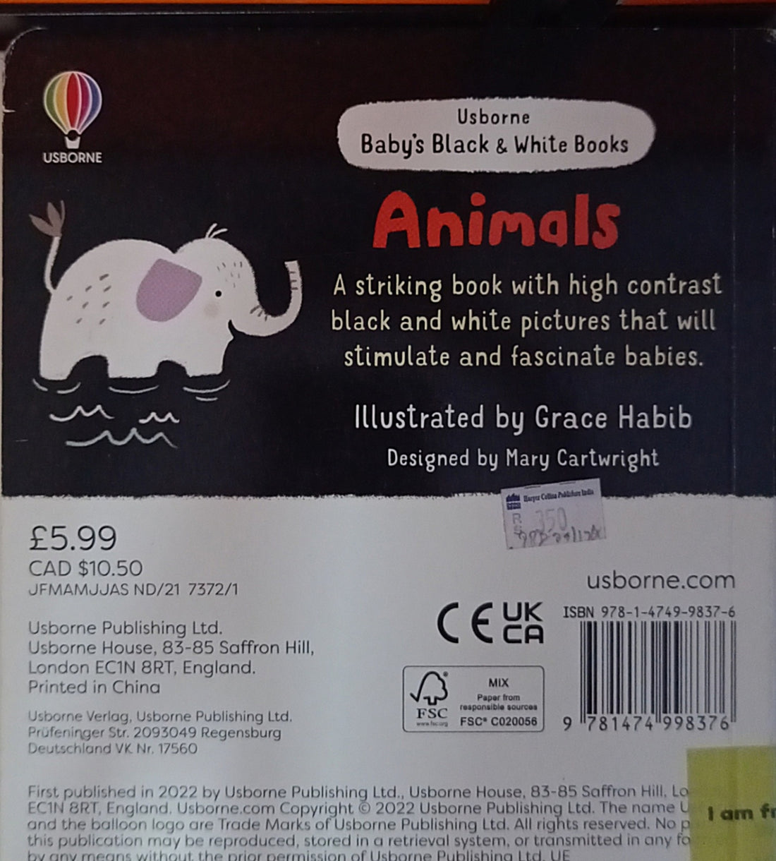 Usborne Baby's Black & White Books: Animals