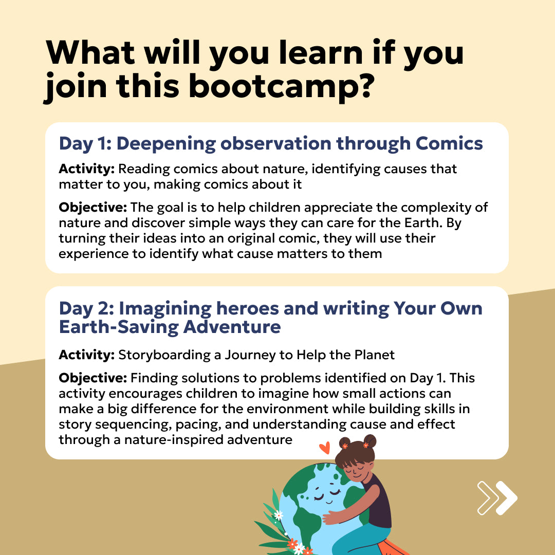 [11th-12th July] Comic Making for Climate Change Workshop: neOwn x Ritu Desai | Learn Comic Creation, Storyboarding & Dialogue for 6–10 yrs | Online Workshops for Kids