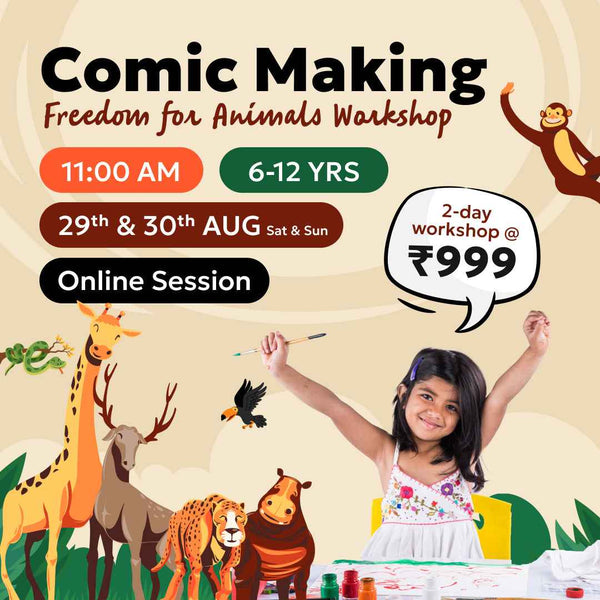 [29th-30th Aug] Comic Making for Freedom of Animals Workshop: neOwn x Ritu Desai | Learn Comic Creation, Storyboarding & Dialogue for 6–12 yrs | Online Workshops for Kids