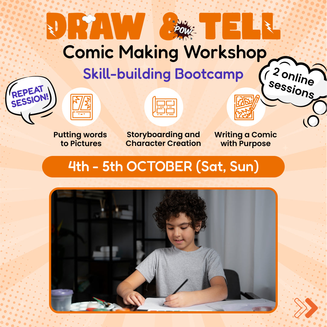 [4th-5th Oct] Draw & Tell - Comic Making Workshop: neOwn x Ritu Desai | Learn Comic Making for 8-13 yrs | Online Workshops for Kids