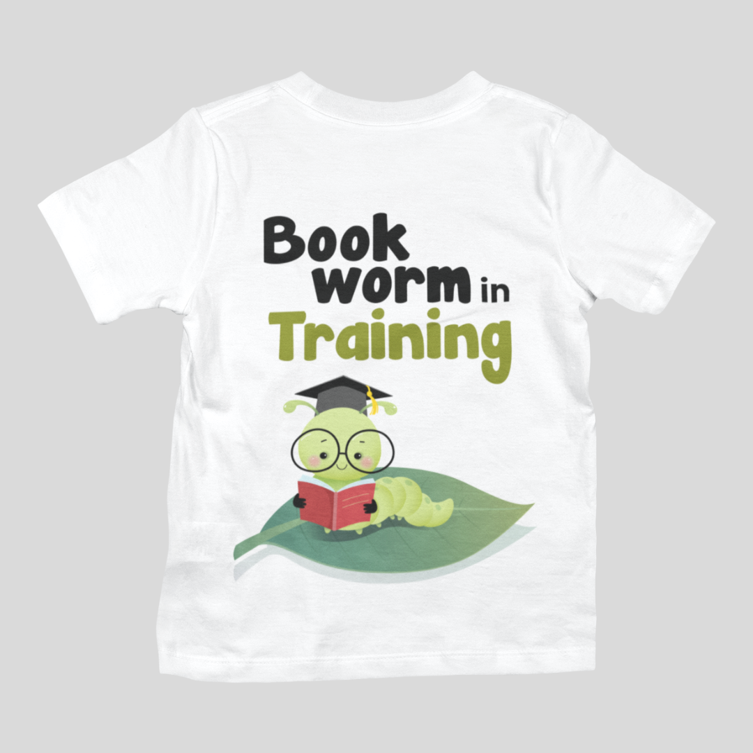 Bookworm in Training - Reading Design | Cotton Unisex Kids’ T-Shirt - White