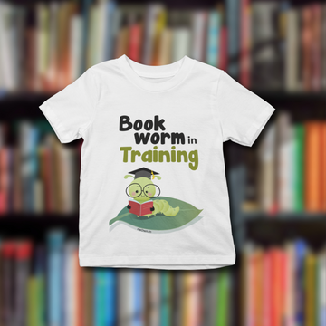 Bookworm in Training - Reading Design | Cotton Unisex Kids’ T-Shirt - White