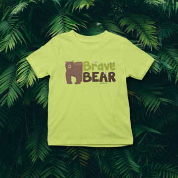 Brave Bear - Bear Design | Cotton Unisex Kids’ T-Shirt - Green