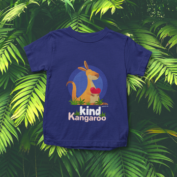 Kind Kangaroo - Kangaroo Design | Cotton Unisex Kids’ T-Shirt - Dark Blue