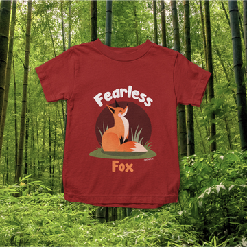 Fearless Fox - Fox Design | Cotton Unisex Kids’ T-Shirt - Red