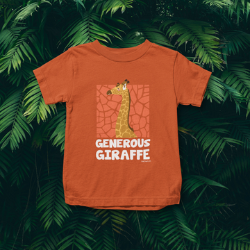 Generous Giraffe - Giraffe Design | Cotton Unisex Kids’ T-Shirt - Orange