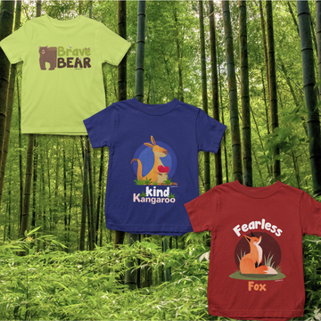 Feelings & Emotions  - Pack of 3 Cotton Unisex Kids' T-Shirts - Green, Red, Dark Blue | Animal Designs