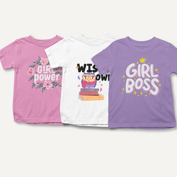 FUTURE CEO - 3 Pack Cotton Girls Kids' T-Shirts - Pink, White, Purple | Girl Designs