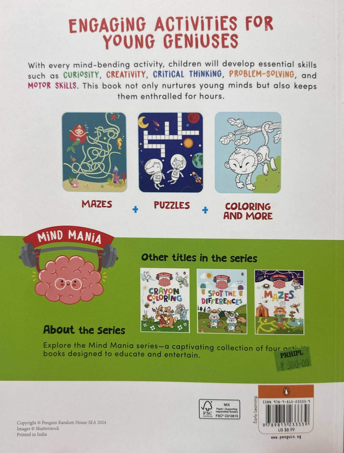 MIND MANIA: Brain Booster: Fun and Interactive Activity Book for PreSchool Kids, Toddlers | Includes Puzzles, Mazes, Jumble Words and more [Penguin Early Learning Series]