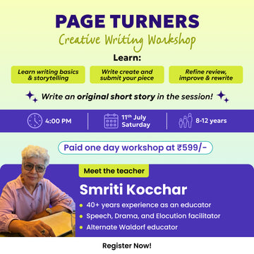 [11th July] Page Turners – Creative Writing Workshop | neOwn x Smriti Kochhar |Write Your Own Original Story | For Ages 8-12 yrs | Online Workshops for Kids