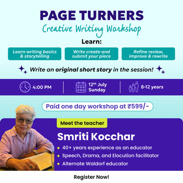 [12th July] Page Turners – Creative Writing Workshop | neOwn x Smriti Kochhar |Write Your Own Original Story | For Ages 8-12 yrs | Online Workshops for Kids