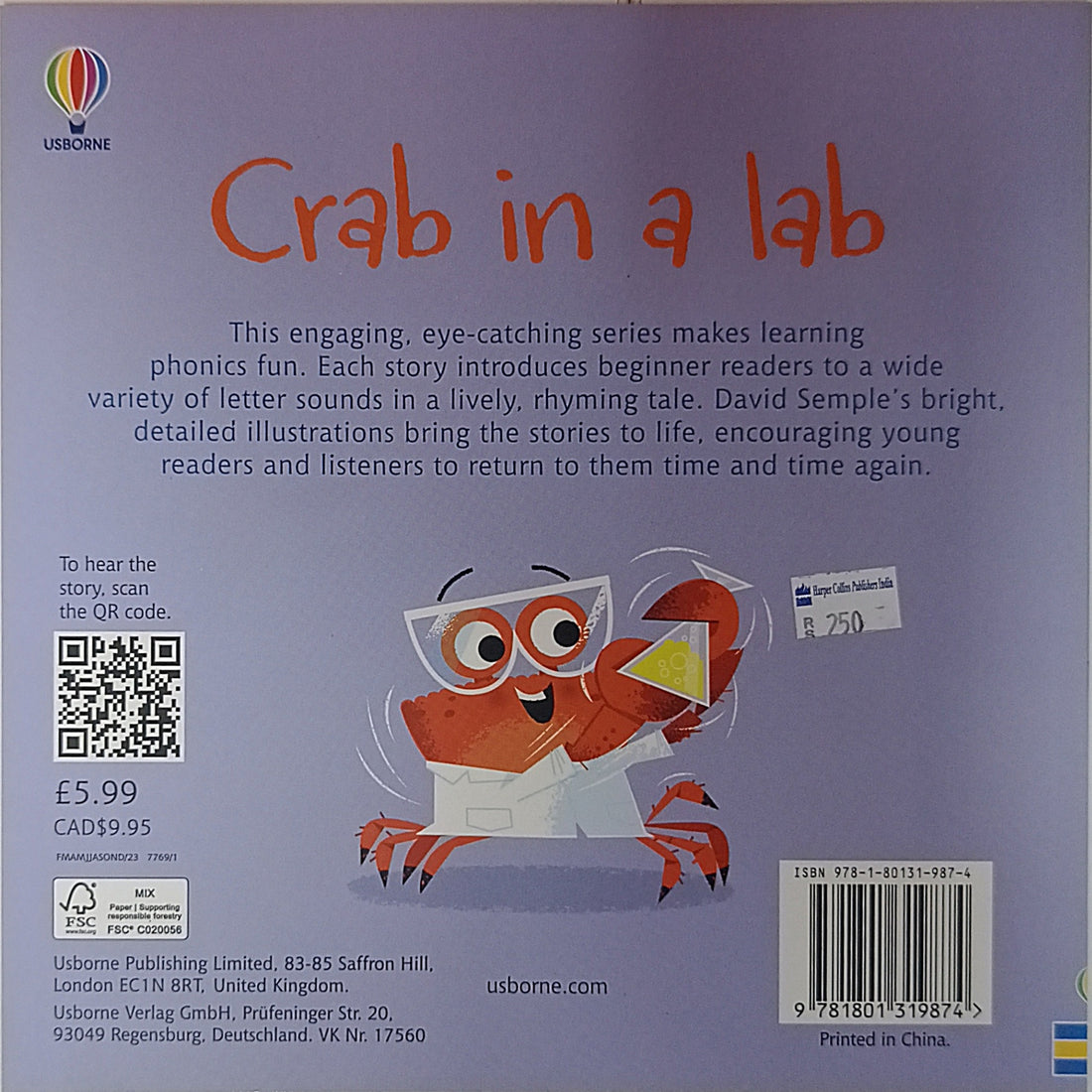Uborne Phonics Readers: Crab in a Lab