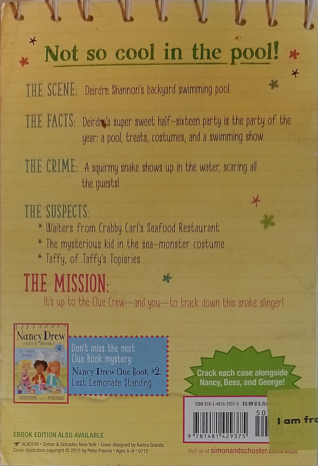 Nancy Drew Clue Book #1 Pool Party Puzzler