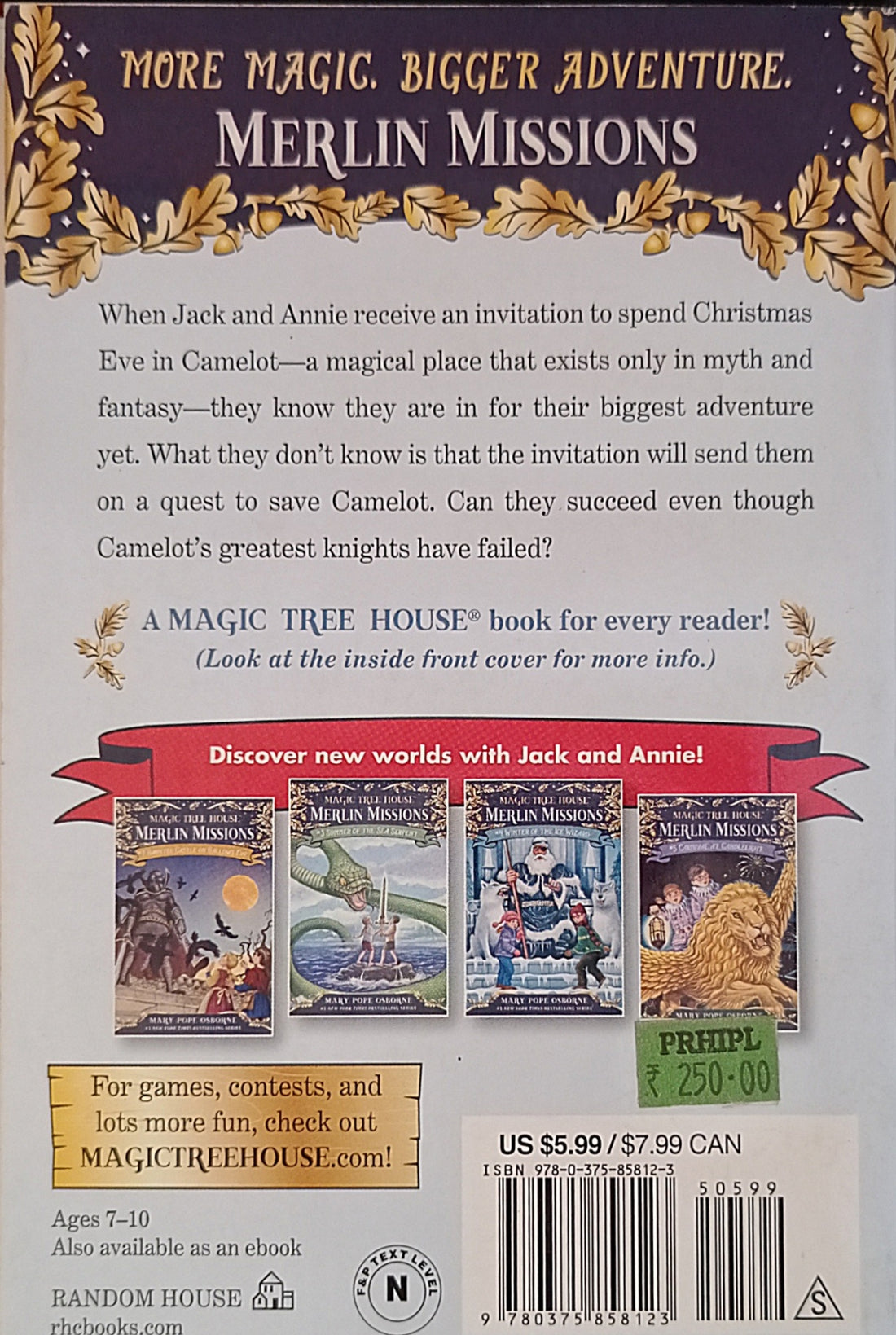 Magic Tree House Merlin Missions #1 Christmas in Camelot