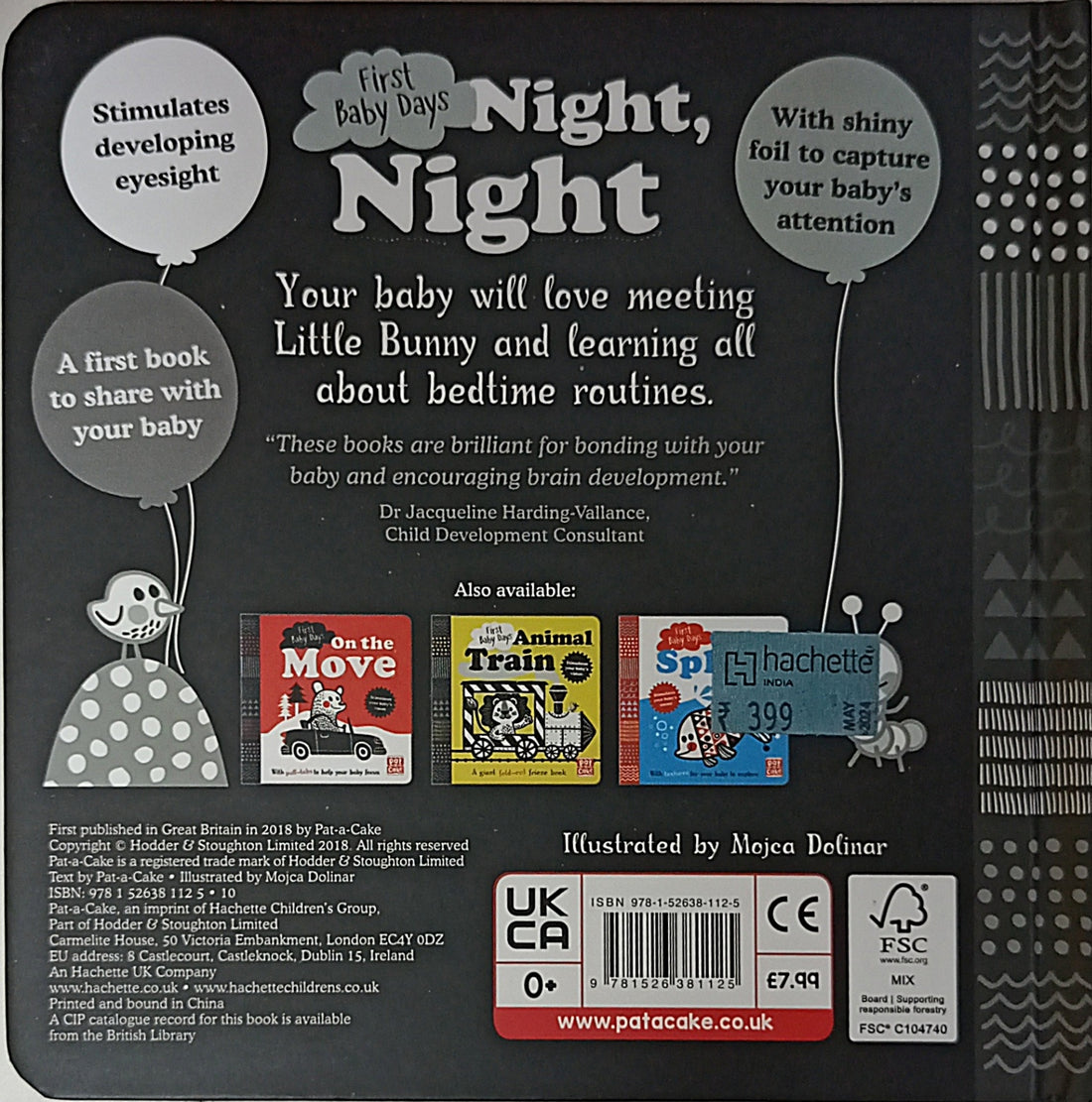 First Baby Days: Night, Night (A Shiny Foil Black-and-White Book)